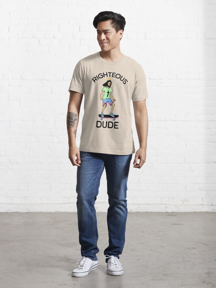 Righteous Dude Funny Jesus Riding Skateboard Essential T-Shirt for Sale by  petestyles