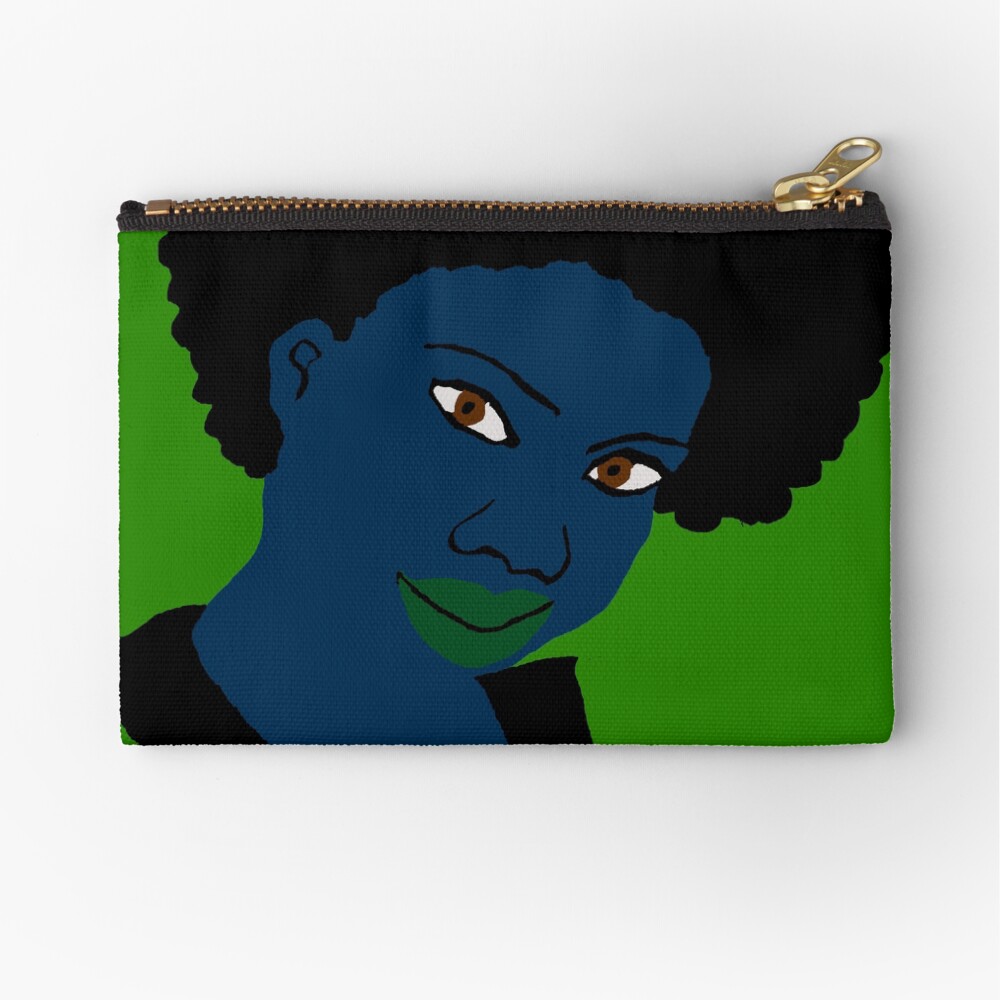 Beautiful Love Afroblue Hair Green Lips Zipper Pouch