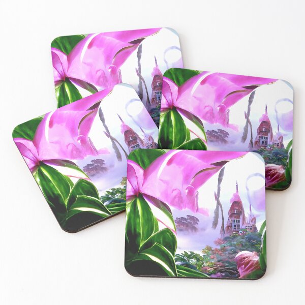 Item preview, Pink rainforest and house landscape designed and sold by Liminal-Breath.