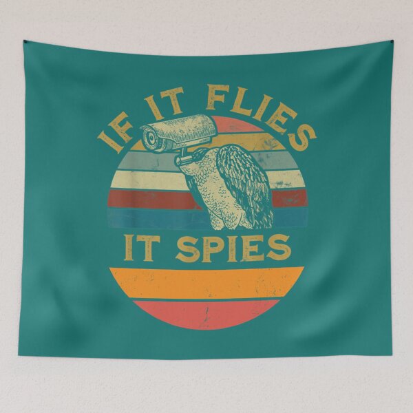Item preview, Vintage if It Flies It Spies Funny Meme Bird Retro sunset    designed and sold by TuXiangZi.
