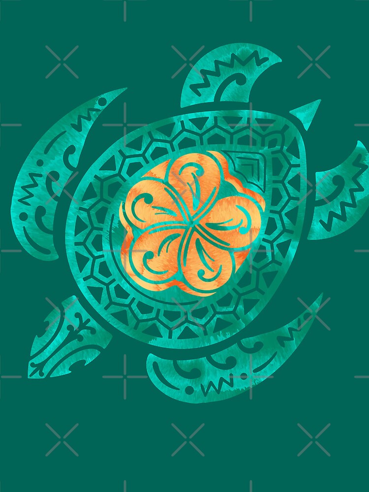 Maui Plumeria Watercolor Turtle by sunnthreads