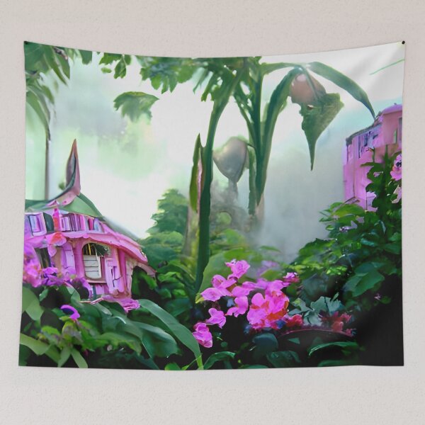 Item preview, Pink tropical city designed and sold by Liminal-Breath.