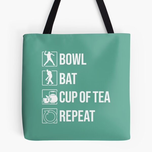 Item preview, Bow, Bat, Cup Of Tea, Repeat - Funny Cricket   designed and sold by D4Biz.