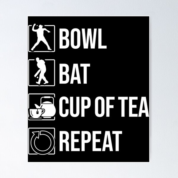 Item preview, Bow, Bat, Cup Of Tea, Repeat - Funny Cricket   designed and sold by D4Biz.