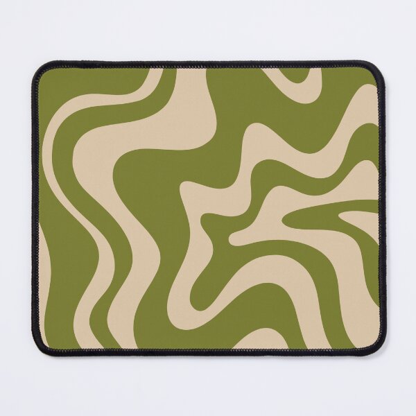 Item preview, Retro Liquid Swirl Abstract Pattern in Mid Mod Beige and Olive Green designed and sold by kierkegaard.