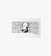 Alexander Hamilton Lyric Print, Black Art Board