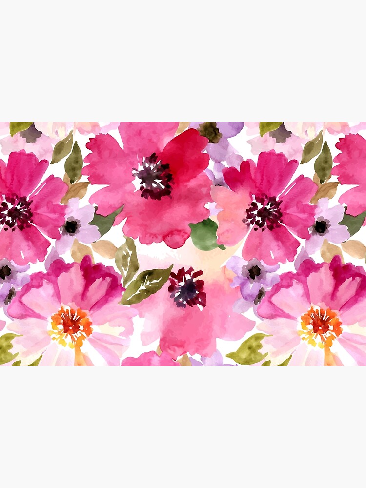 Watercolor Flowers Pink Fuchsia by junkydotcom