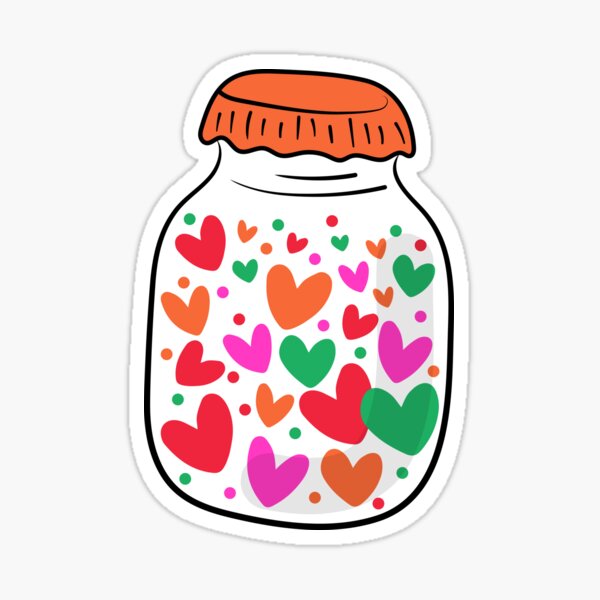 Sweet love mason jar │ Light bulb full of hearts │ Jar of lovely hearts │mason  jar with love hearts │cute mason jar with lovely hearts Sticker for Sale  by Smartmerch99