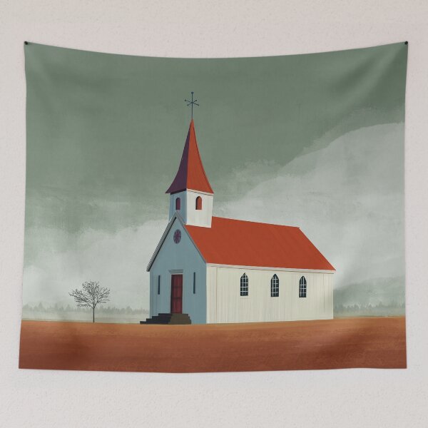 Item preview, Country church landscape paint wall art  designed and sold by Arctic frame studio.