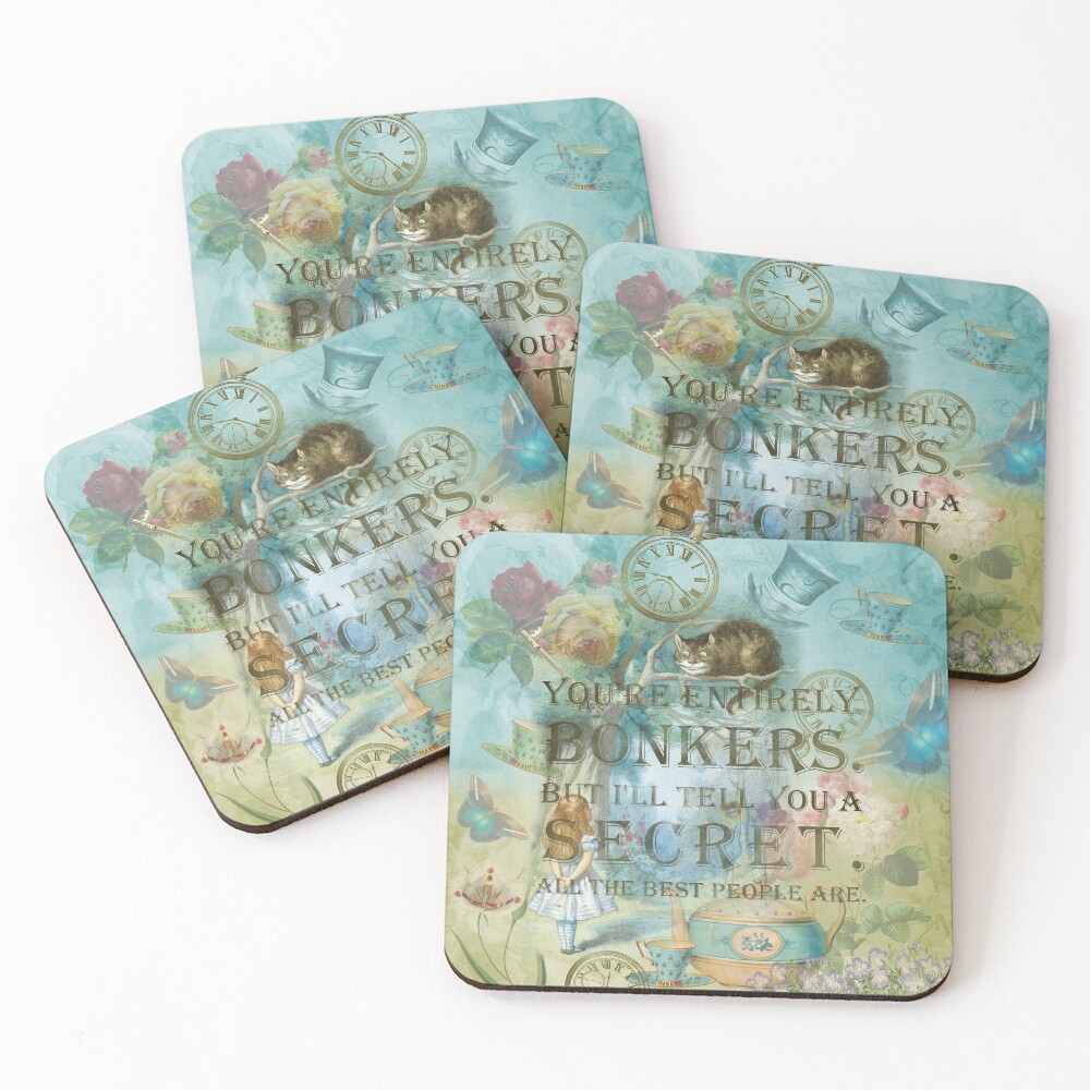 Wonderland - Bonkers Quote- Alice in Wonderland Coasters (Set of 4)