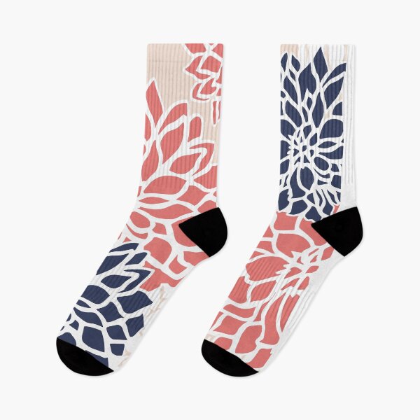 Artikelvorschau, Flower Blooms, Coral Pink, Blush, Navy Blue entworfen und verkauft von meggydesigns.