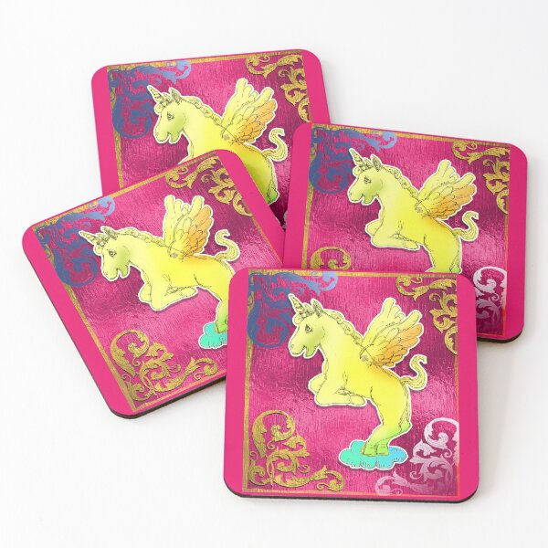 Item preview, Loving Yellow Unicorn Horse On A Cloud (Original Drawing by ACCI) designed and sold by VanyssaGraphics.