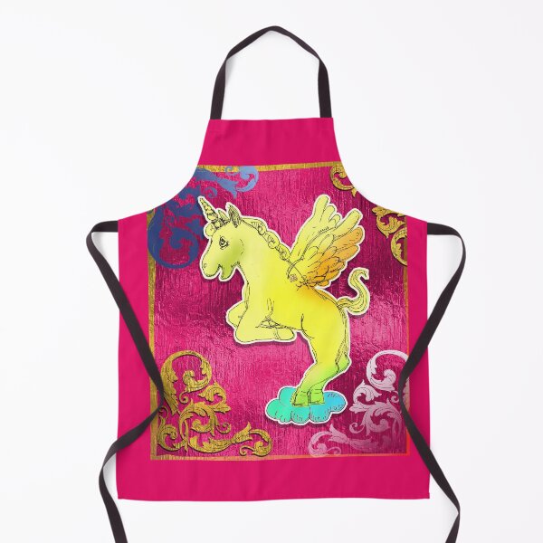Item preview, Loving Yellow Unicorn Horse On A Cloud (Original Drawing by ACCI) designed and sold by VanyssaGraphics.