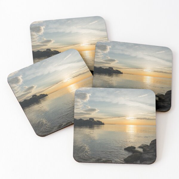 Item preview, Resplendent Daybreak - Waterfront Sunrise Hugged by Clouds and Rocks designed and sold by Georgia Mizuleva.