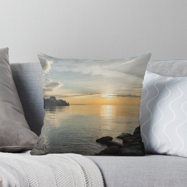Item preview, Resplendent Daybreak - Waterfront Sunrise Hugged by Clouds and Rocks designed and sold by Georgia Mizuleva.