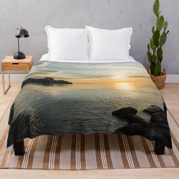 Item preview, Resplendent Daybreak - Waterfront Sunrise Hugged by Clouds and Rocks designed and sold by Georgia Mizuleva.