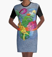 abstrakte Stickerei T-Shirt Kleid