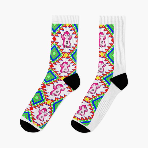 Item preview, The Happy Pink Penguin in Neon Fabric Seamless Pattern designed and sold by MyMemoriesArts.