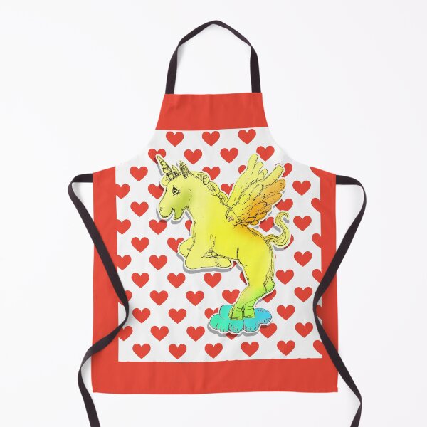 Item preview, Loving Yellow Unicorn Horse On A Cloud (Original Drawing by ACCI) designed and sold by VanyssaGraphics.
