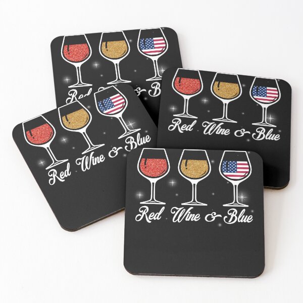 Item preview, Red Wine & Blue 4th of July wine Red White Blue Wine Glasses designed and sold by ElizabethWyland.