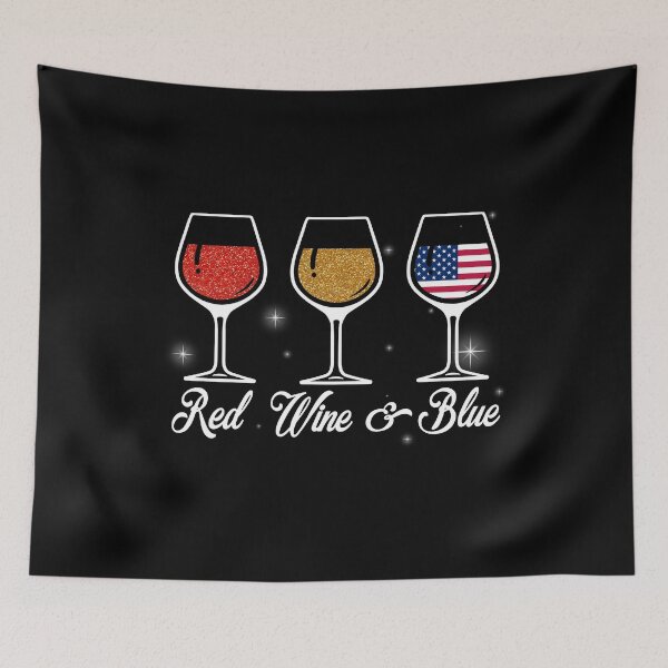 Item preview, Red Wine & Blue 4th of July wine Red White Blue Wine Glasses designed and sold by ElizabethWyland.