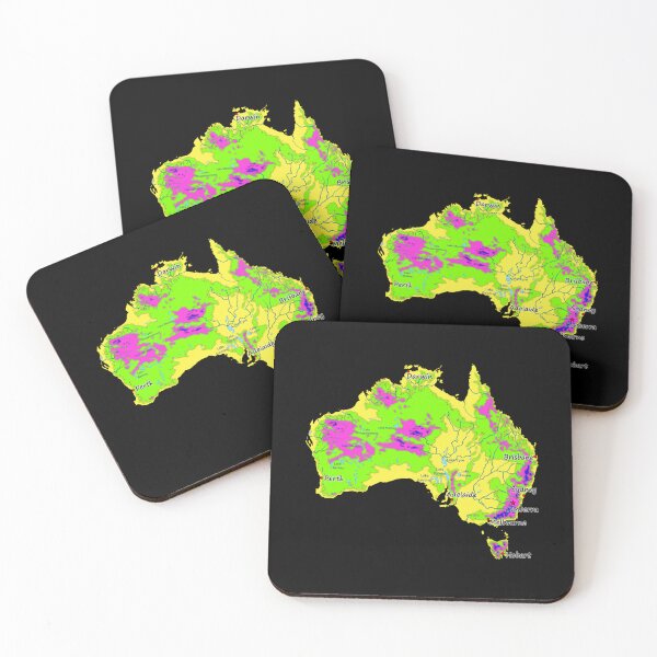 Item preview, Australia physical map topographic map of Australia bright colors Capitals and Major cities   designed and sold by AnticvalleyVin.