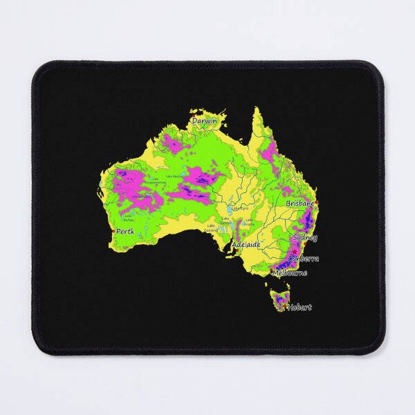 Item preview, Australia physical map topographic map of Australia bright colors Capitals and Major cities   designed and sold by AnticvalleyVin.