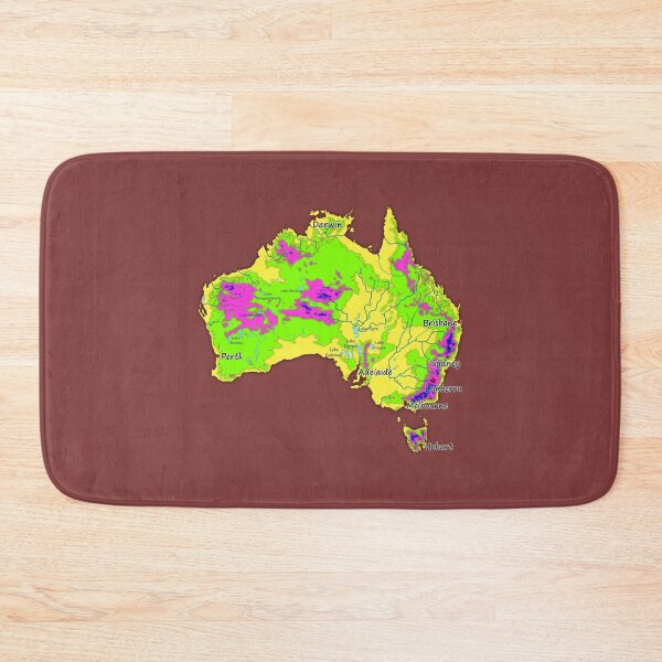 Item preview, Australia physical map topographic map of Australia bright colors Capitals and Major cities   designed and sold by AnticvalleyVin.
