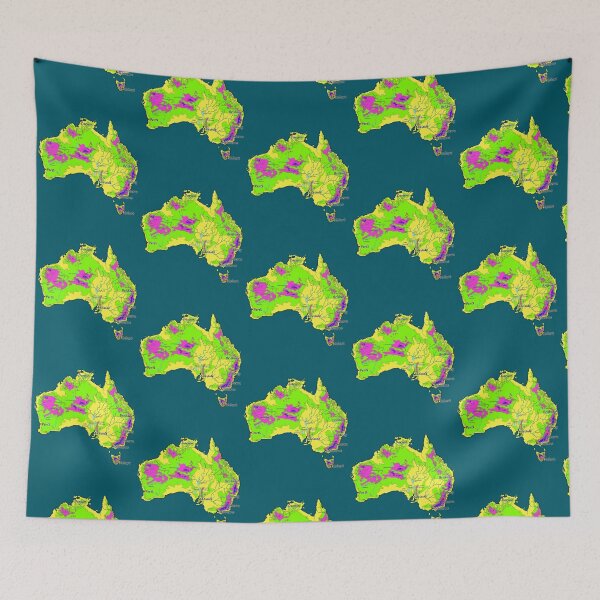 Item preview, Australia physical map topographic map of Australia bright colors Capitals and Major cities   designed and sold by AnticvalleyVin.