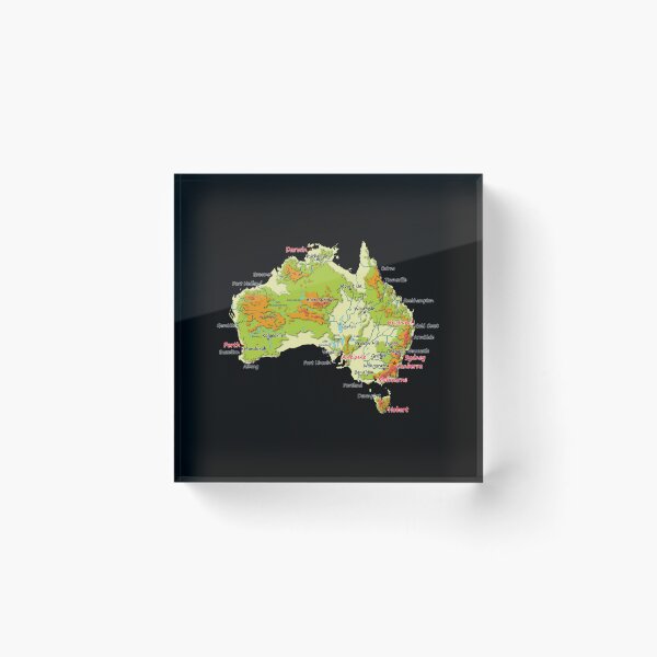 Item preview, Australia physical map topographic map of Australia coast, Capitals and Major cities designed and sold by AnticvalleyVin.
