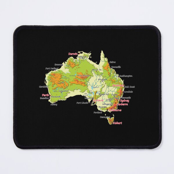 Item preview, Australia physical map topographic map of Australia coast, Capitals and Major cities designed and sold by AnticvalleyVin.