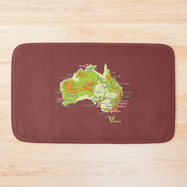 Item preview, Australia physical map topographic map of Australia coast, Capitals and Major cities designed and sold by AnticvalleyVin.