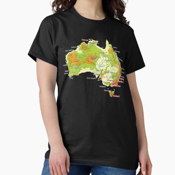 Item preview, Australia physical map topographic map of Australia coast, Capitals and Major cities designed and sold by AnticvalleyVin.