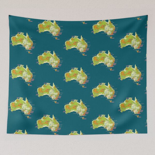 Item preview, Australia physical map topographic map of Australia coast, Capitals and Major cities designed and sold by AnticvalleyVin.