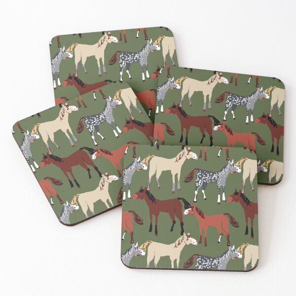 Item preview, Sorrel blaze horse and pattern in green designed and sold by belettelepink.