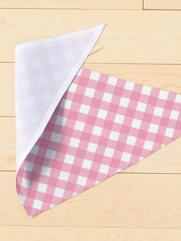 Alternate view of light blush pink gingham patterned Pet Bandana