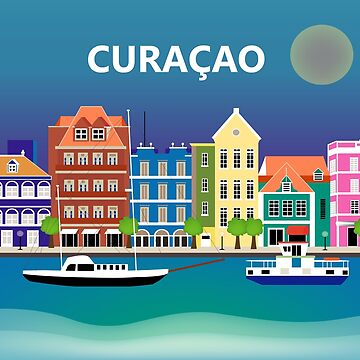 Artwork thumbnail, Curacao - Skyline Illustration by Loose Petals by LoosePetals