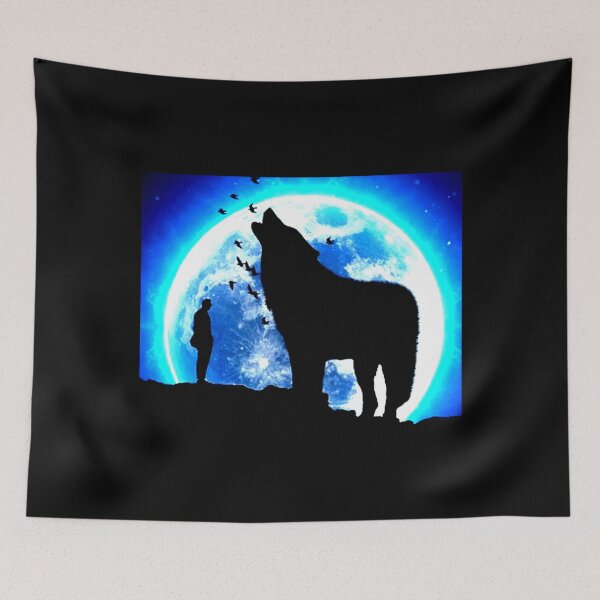 Item preview, Cool moon wolf man and birds  Art  designed and sold by BEAUTY ⭐⭐⭐⭐⭐.