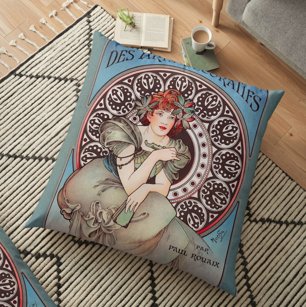 Dictionnaire des Arts Décoratifs c1902 by Alphonse Mucha - An Alluring Illustration 2 Dictionnaire des Arts Décoratifs c1902 by Alphonse Mucha Remastered Vintage Art Xzendor7 Reproductions Floor Pillow by Xzendor7