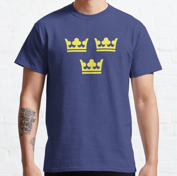 Three Crowns, the Coat of Arms of Sweden, Yellow Print (Sveriges Tre Kronor)  Classic T-Shirt