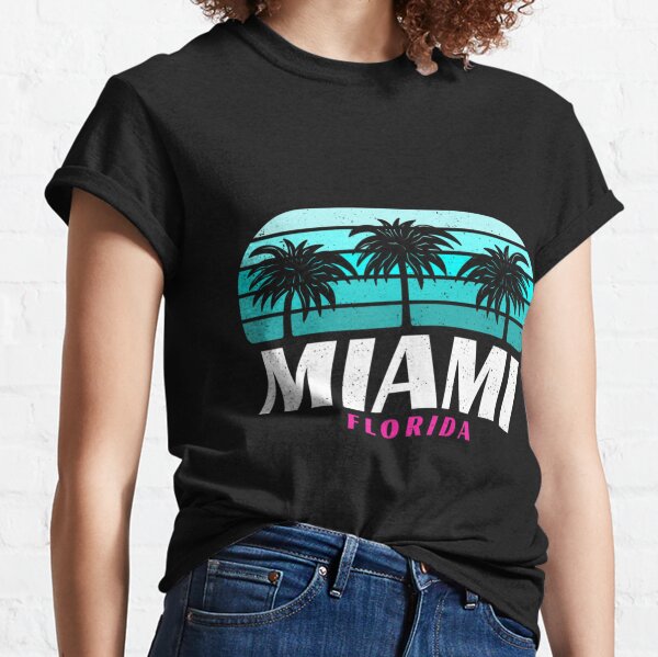South Beach Miami Florida Geometric Palm Tree Short-Sleeve Unisex T-Shirt