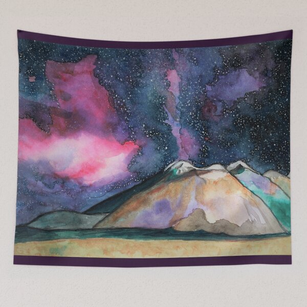 Item preview, Sky Blazing Over the Mountain at Night designed and sold by esmeemaclaren.