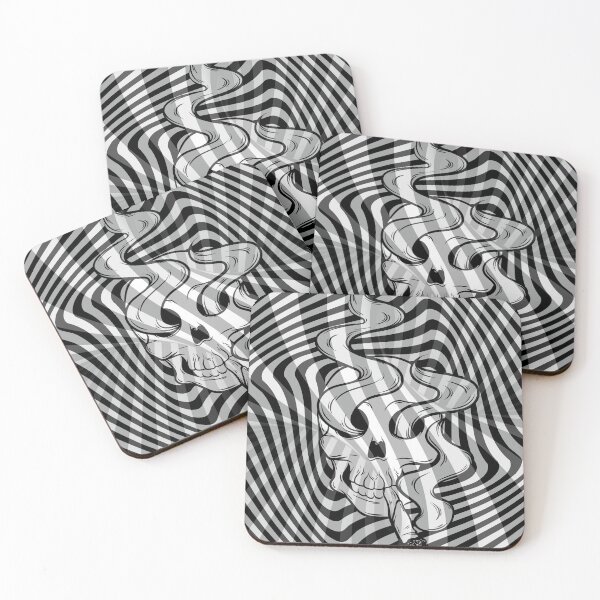 Item preview, black and white psychadelic skull pattern designed and sold by Beeroclock.