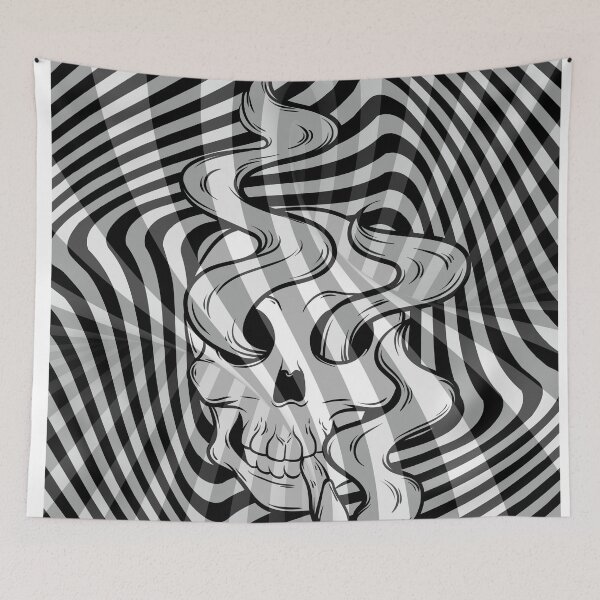 Item preview, black and white psychadelic skull pattern designed and sold by Beeroclock.