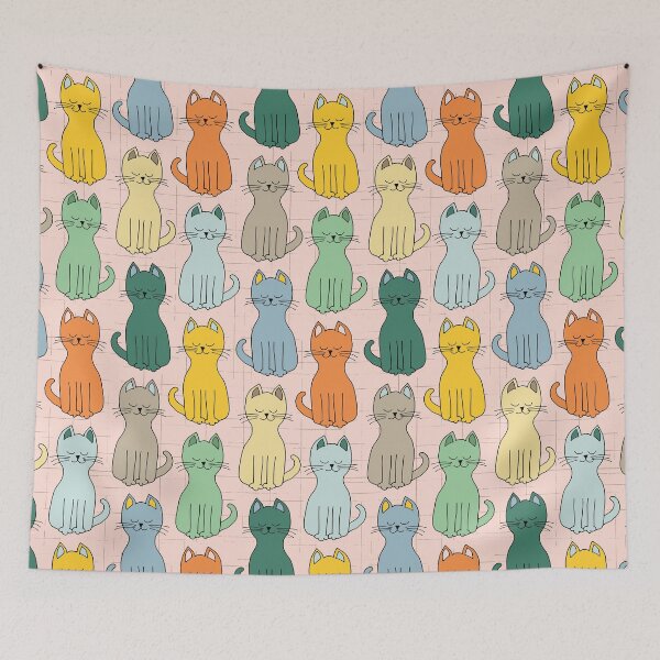 Item preview, Cool kitty cats in a row enjoying the sunshine designed and sold by FrancesPoff.