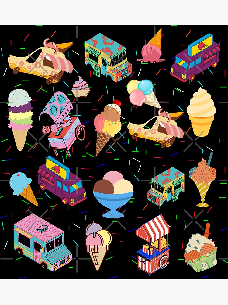 "Ice Cream Trucks Ice Cream Cones Ice Cream Cute Cups" Sticker for Sale