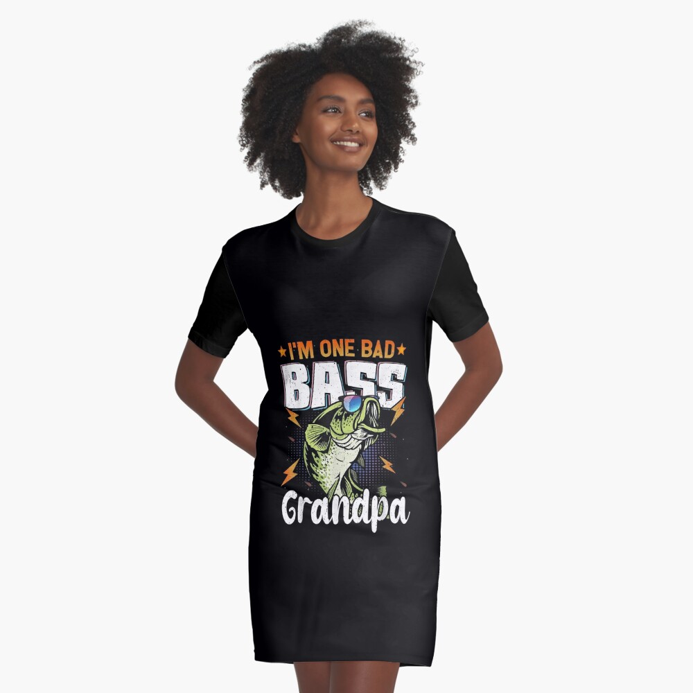 Mens I'm One Bad Bass Grandpa Bass Fishing Gift For Father's Day