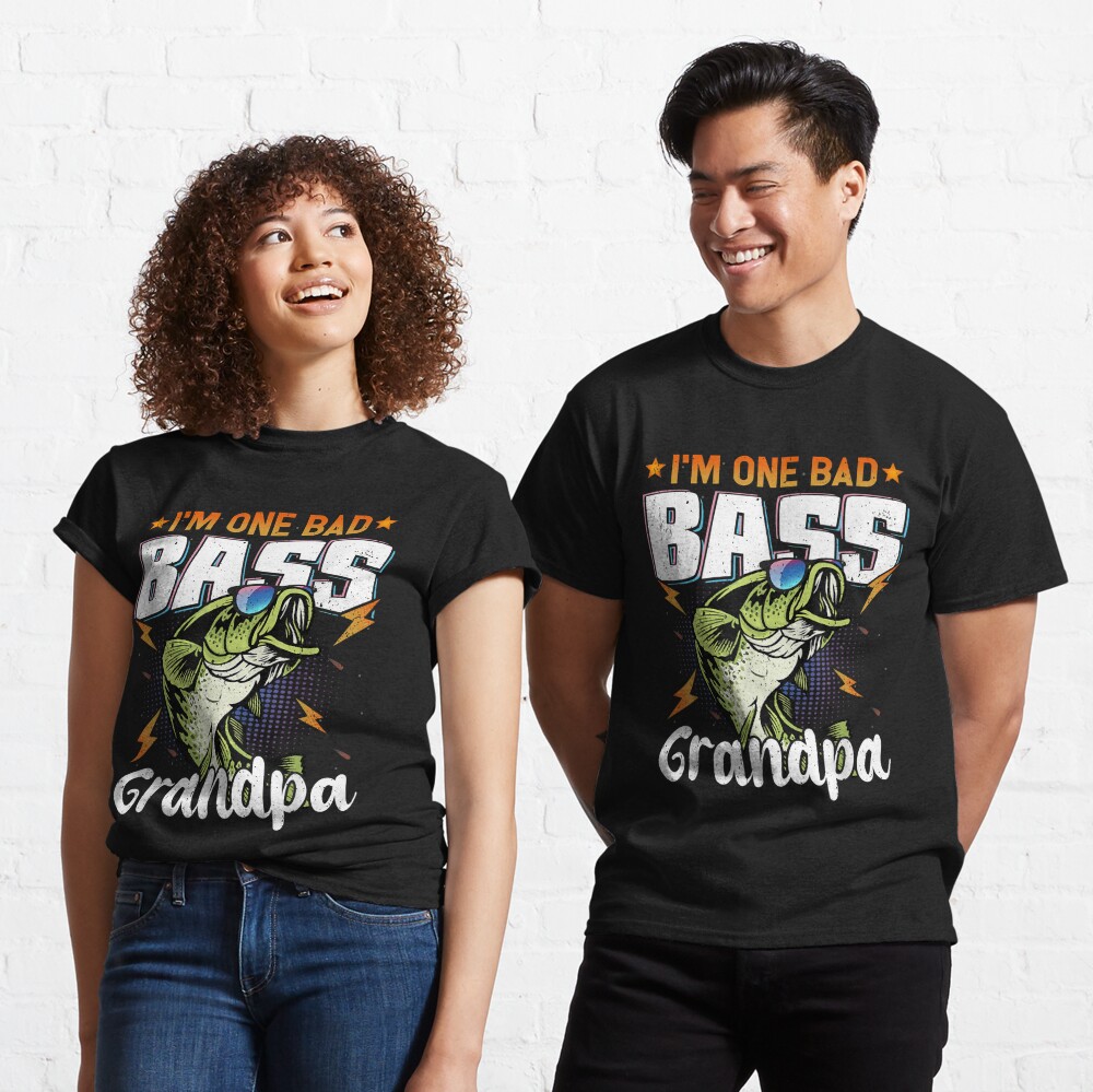 Mens I'm One Bad Bass Grandpa Bass Fishing Gift For Father's Day