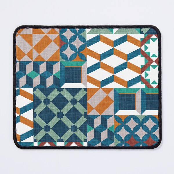 Item preview, Geometric tiles inspiration patchwork // orange teal and green designed and sold by SelmaCardoso.