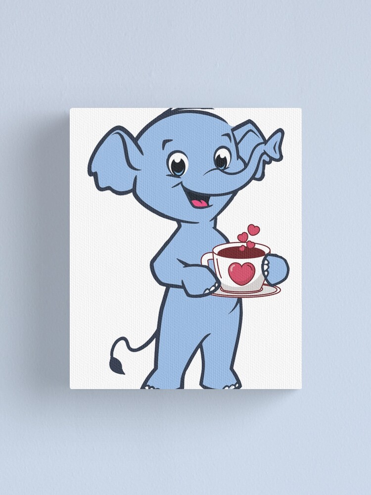 cute elephant drinking coffee/Best gift for elephant and coffee